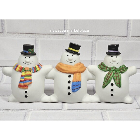 Dept 56 Ceramic Snowmen Figure Figurine  Christmas Holiday Hand Painted Colorful - Picture 1 of 16